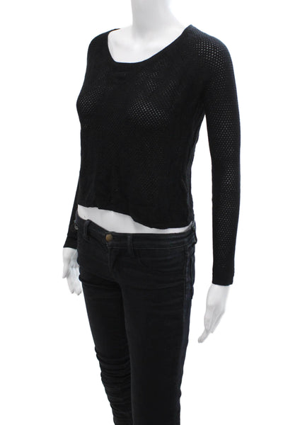Rag & Bone Knit Womens Solid Long Sleeve Knit Top Black Size XS