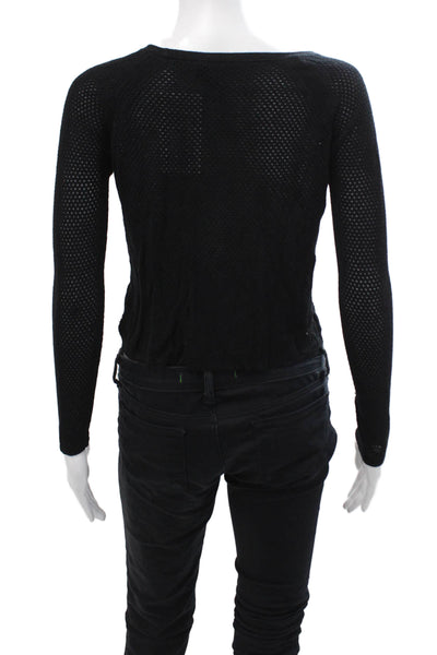 Rag & Bone Knit Womens Solid Long Sleeve Knit Top Black Size XS