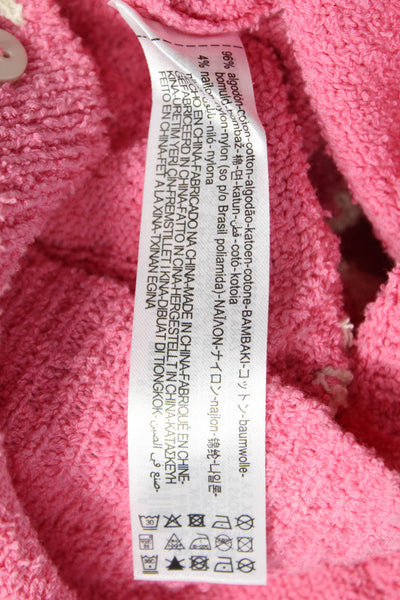 Zara Womens Cotton Scoop Neck Button Up Knit Top Pink Size S