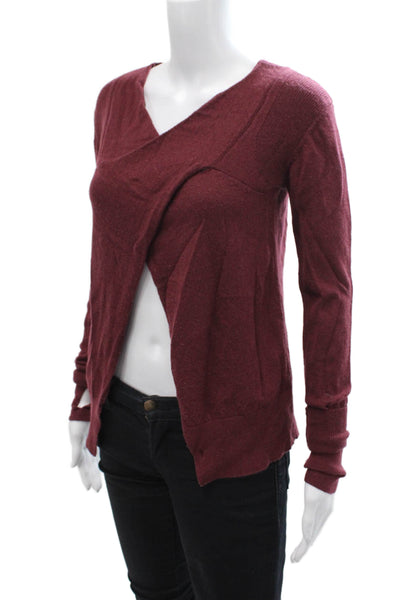 Lululemon Womens Knit Open Back Pullover Sweater Top Burgundy Size 4