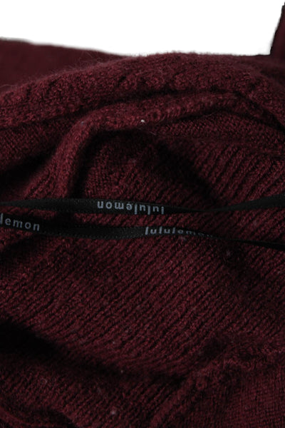 Lululemon Womens Knit Open Back Pullover Sweater Top Burgundy Size 4