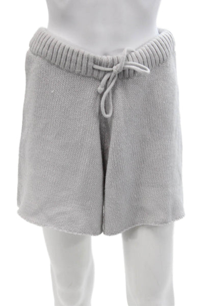 We Wore What Womens Knitted Drawstring High Waisted Shorts Gray Size M