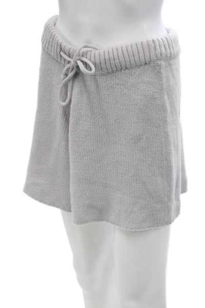We Wore What Womens Knitted Drawstring High Waisted Shorts Gray Size M