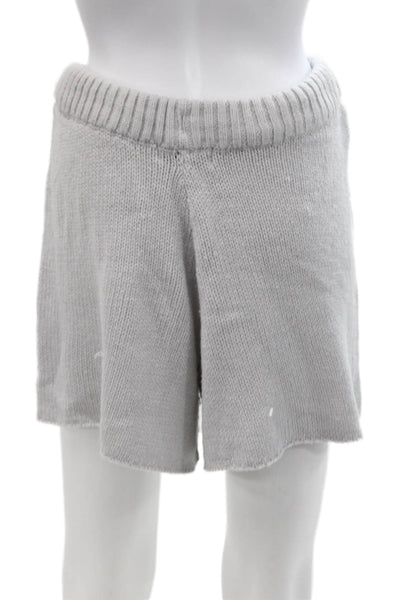 We Wore What Womens Knitted Drawstring High Waisted Shorts Gray Size M