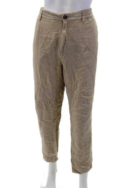 Banana Republic Womens Cotton Zip Button Straight Leg Pants Tan Size EUR 33
