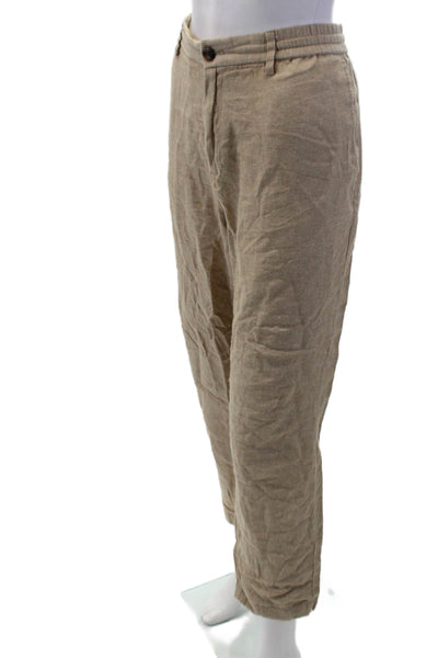 Banana Republic Womens Cotton Zip Button Straight Leg Pants Tan Size EUR 33
