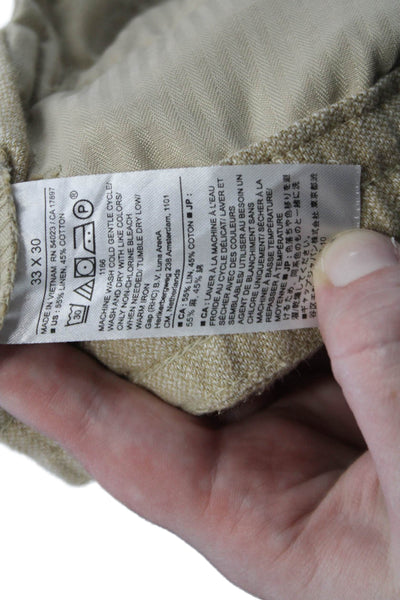 Banana Republic Womens Cotton Zip Button Straight Leg Pants Tan Size EUR 33
