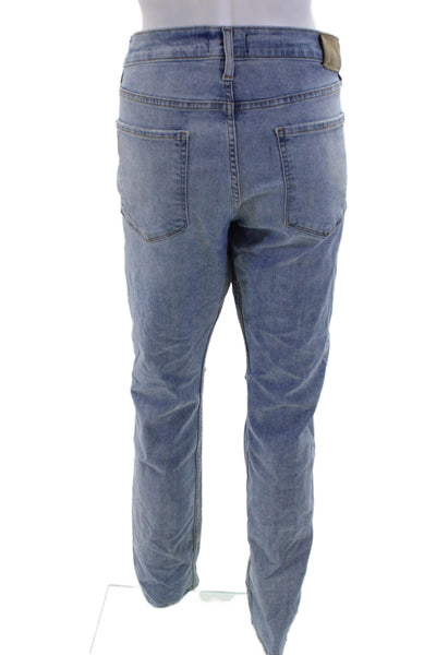 Paige Womens Cotton Zip Button Distressed Jeans Blue Size EUR 34
