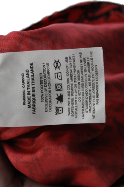 Nike Womens Textured V-neck Short Sleeve Colorblock Polo Top Red Size XL