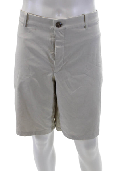 Nike Mens Cotton Textured Zip Button Pleated Casual Shorts White Size EUR 40