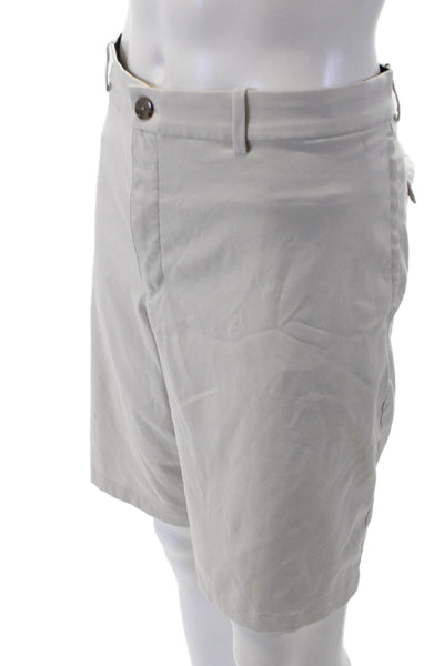 Nike Mens Cotton Textured Zip Button Pleated Casual Shorts White Size EUR 40