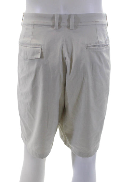 Nike Mens Cotton Textured Zip Button Pleated Casual Shorts White Size EUR 40