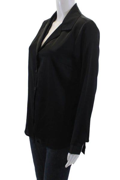 Asos Womens Textured Collared Long Sleeve Button Down Shirt Black Size 4