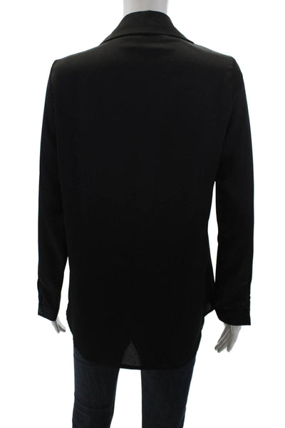 Asos Womens Textured Collared Long Sleeve Button Down Shirt Black Size 4