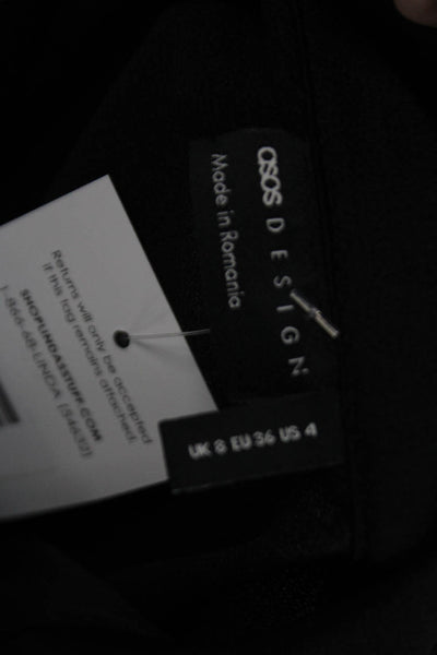 Asos Womens Textured Collared Long Sleeve Button Down Shirt Black Size 4