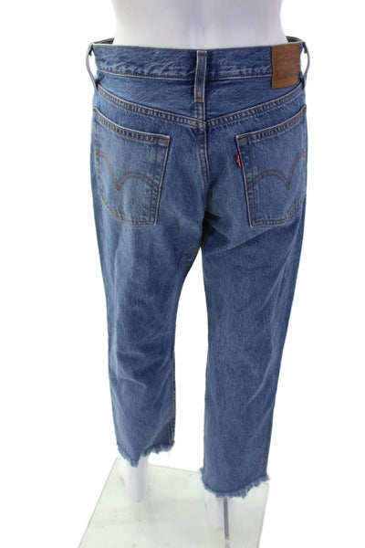 Levis Womens Distressed Straight Jeans Blue Size 27