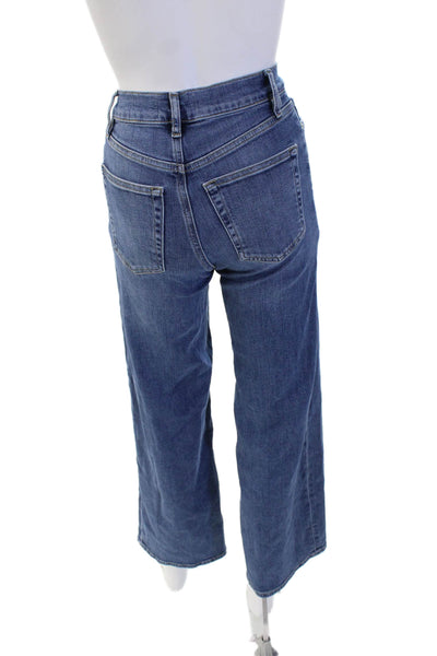 Frame Womens Cotton Blend Mid-Rise Slim Fit Palazzo Pants Blue Size 23