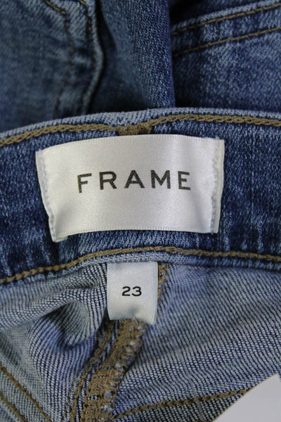 Frame Womens Cotton Blend Mid-Rise Slim Fit Palazzo Pants Blue Size 23