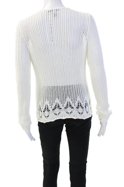 Cotton By Autumn Cashmere Womens Cotton Open Knit Sweater Top White Size XS