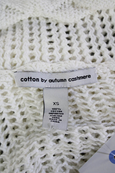 Cotton By Autumn Cashmere Womens Cotton Open Knit Sweater Top White Size XS