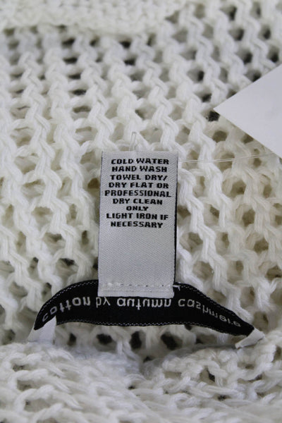 Cotton By Autumn Cashmere Womens Cotton Open Knit Sweater Top White Size XS