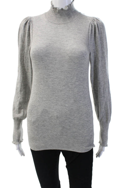 La Vie Womens Wool Blend Knit High Neck Long Sleeve Sweater Top Gray Size XS