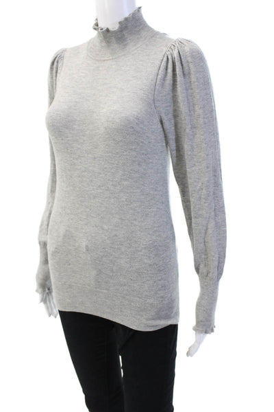 La Vie Womens Wool Blend Knit High Neck Long Sleeve Sweater Top Gray Size XS