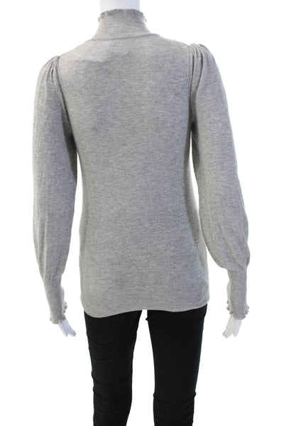 La Vie Womens Wool Blend Knit High Neck Long Sleeve Sweater Top Gray Size XS