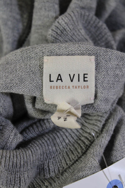 La Vie Womens Wool Blend Knit High Neck Long Sleeve Sweater Top Gray Size XS