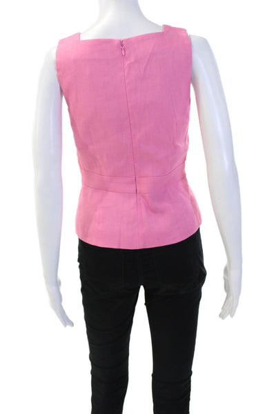 Ann Taylor Womens Linen Square Neck Sleeveless Blouse Top Hot Pink Size 00P