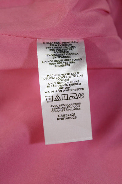 Ann Taylor Womens Linen Square Neck Sleeveless Blouse Top Hot Pink Size 00P