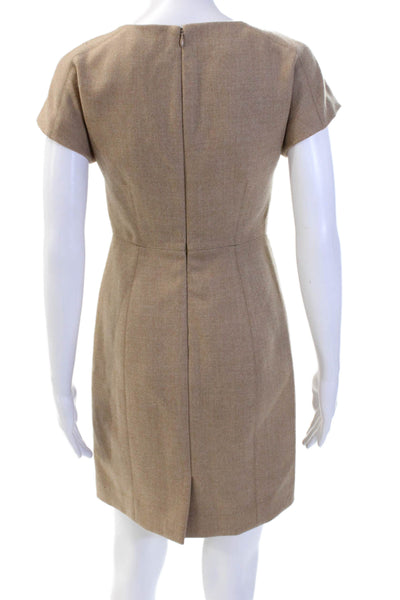 J Crew Womens Wool Round Neck Sleeveless Pencil Mini Dress Brown Size 0P
