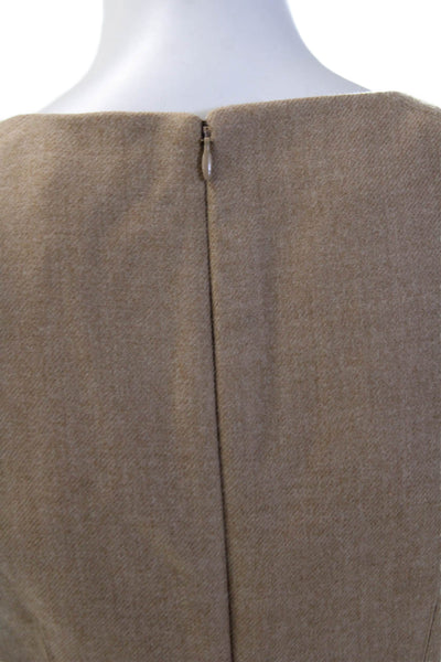 J Crew Womens Wool Round Neck Sleeveless Pencil Mini Dress Brown Size 0P