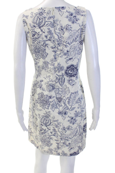 Ann Taylor Womens Floral Print Square Neck Sleeveless Pencil Dress White Size M