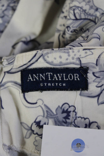Ann Taylor Womens Floral Print Square Neck Sleeveless Pencil Dress White Size M
