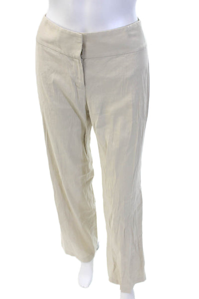 Tahari Womens Linen Blend Wide Legged Zip Fly Trouser Pants Beige Size 30W