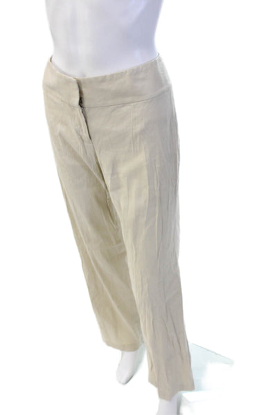 Tahari Womens Linen Blend Wide Legged Zip Fly Trouser Pants Beige Size 30W