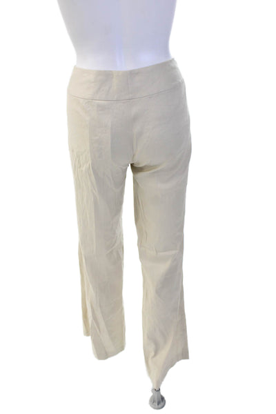 Tahari Womens Linen Blend Wide Legged Zip Fly Trouser Pants Beige Size 30W