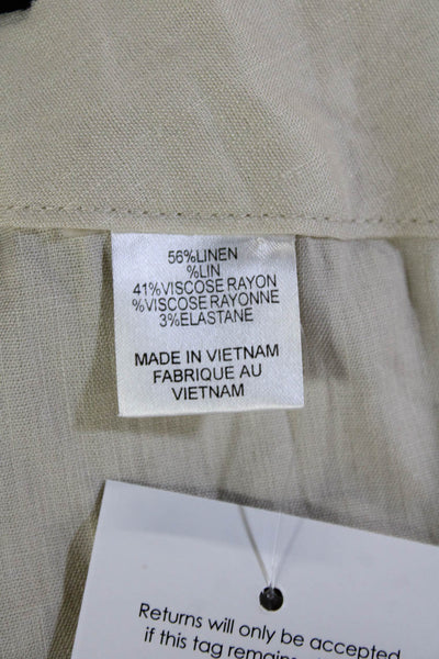 Tahari Womens Linen Blend Wide Legged Zip Fly Trouser Pants Beige Size 30W