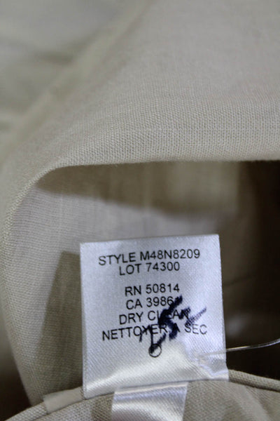 Tahari Womens Linen Blend Wide Legged Zip Fly Trouser Pants Beige Size 30W