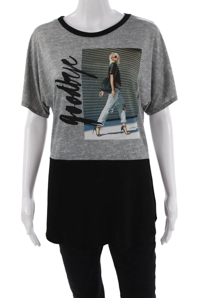Zara W&B Womens Basic T-Shirt Gray Size S