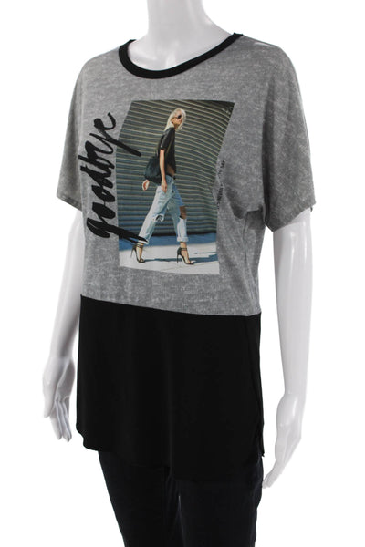 Zara W&B Womens Basic T-Shirt Gray Size S