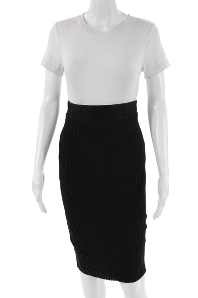 Zara Womens Ribbed Knit Skirt Black Size M