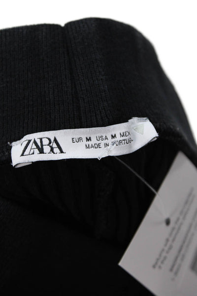 Zara Womens Ribbed Knit Skirt Black Size M