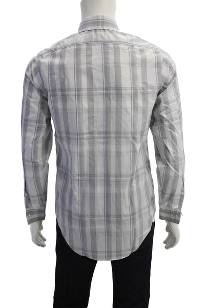 Calvin Klein Men's Long Sleeves Button Down Gray Plaid Shirt Size14.5