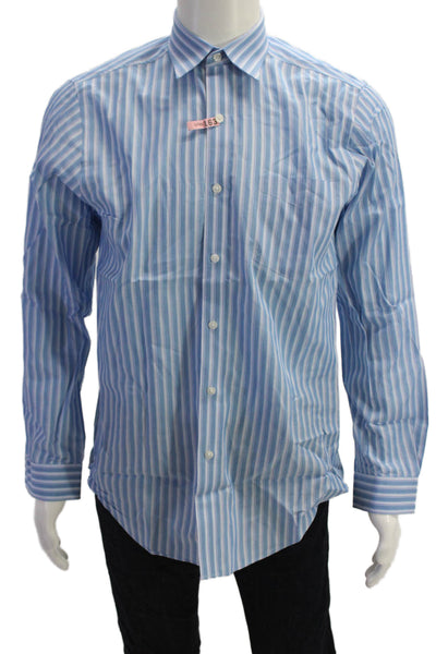 Black Brown 1826 Men's Long Sleeves Collared Button Down Striped Shirt Size S