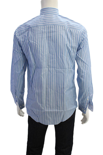 Black Brown 1826 Men's Long Sleeves Collared Button Down Striped Shirt Size S