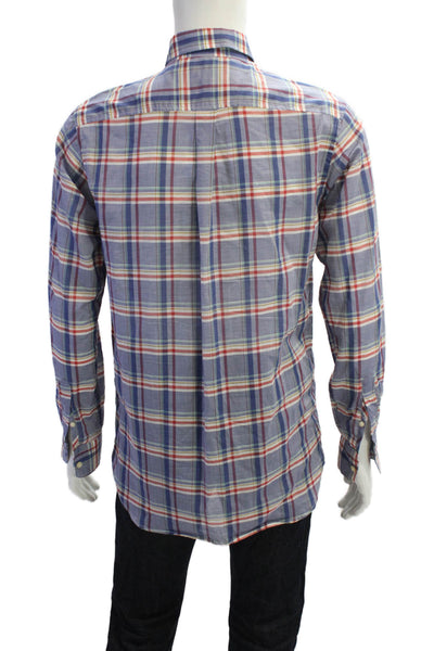 Hickey Freeman Men's Long Sleeves Button Down Multicolor Plaid Shirt Size S
