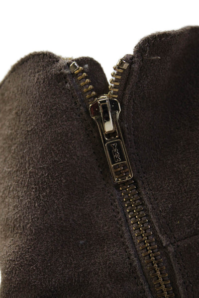 J/Slides Womens Suede Fuzzy Lined Zip Ankle Boots Shoes Brown Size 7