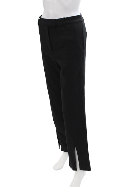 NBD Womens High Rise Pleated Slit Ankle Flare Leg Trouser Pants Black Size M